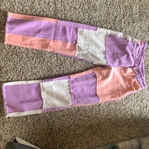 purple and pink patch jeans